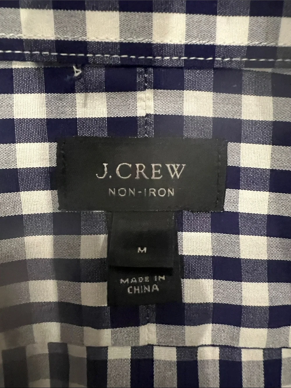 J. Crew Navy and White Gingham Dress Shirt